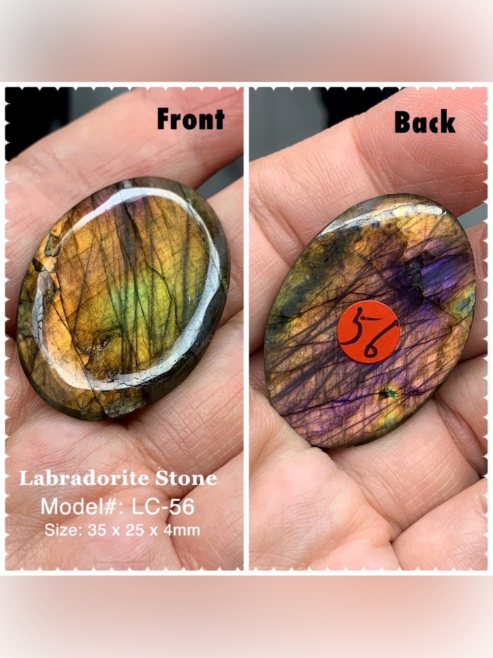 Natural Labradorite Cabochon 35x25mm Golden Flash Loose Gemstone